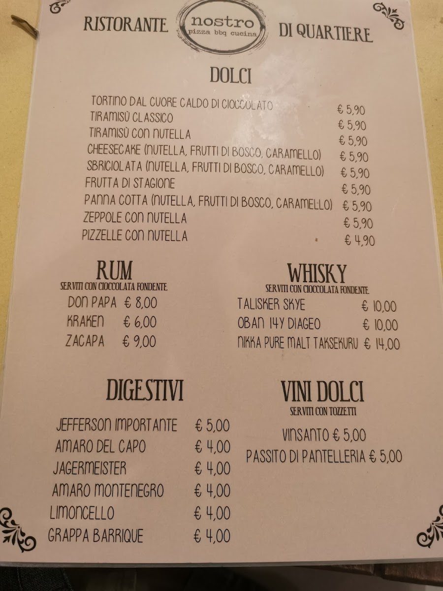 Menu Nostro - Ristorante Pizzeria Casal Palocco-8